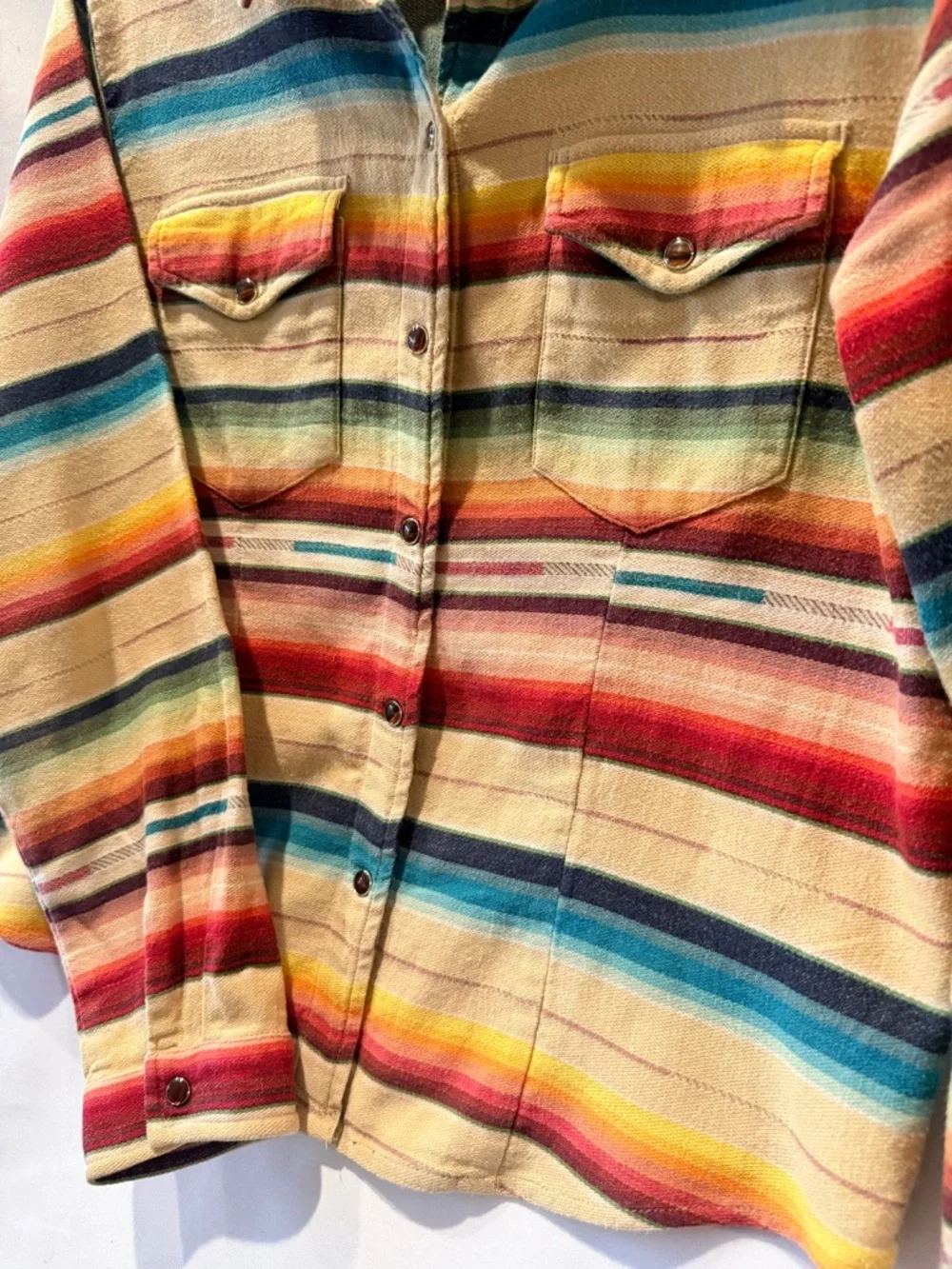 Vintage Southwestern Stripe Button-Front Shirt Jacket - Multicolor - Picture 4 of 8